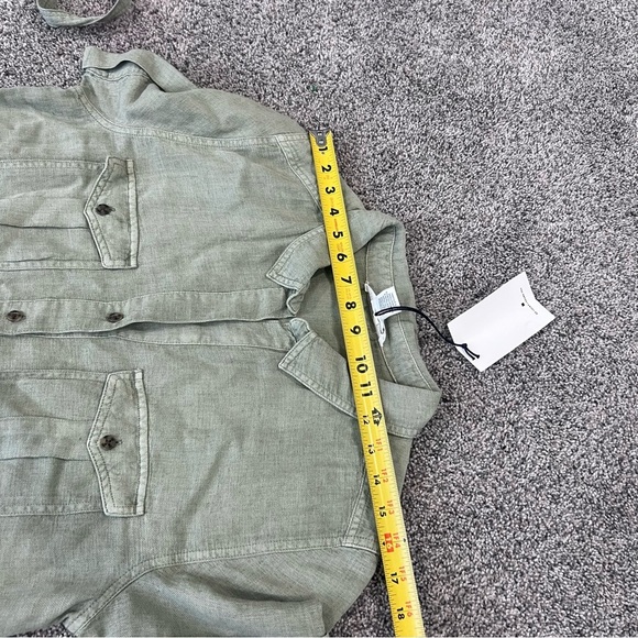NWT Lucky Brand Green Linen Blend Button Front Shirt Dress Belted Women’s Size L - Picture 8 of 11
